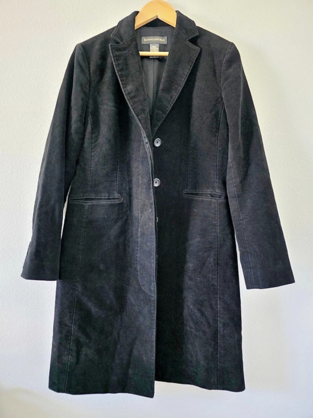 Banana Republic Long Cotton Coat in Black Size Medium